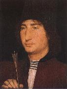 Hans Memling Portratt of Monday with arrow oil on canvas